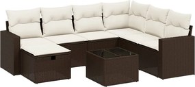 vidaXL 8 részes barna polyrattan kerti ülőgarnitúra párnákkal