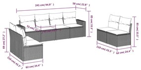 8 részes fekete polyrattan kerti ülőgarnitúra párnákkal