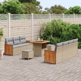 Kerti Kanapé Szett 10 pcs Beige és világosszürke