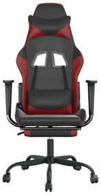 vidaXL fekete és bordó műbőr játékszék lábtartóval