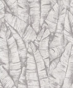 Vinil tapéta Flizelin szürke banánlevél dzsungel mosható Rasch