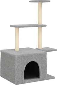vidaXL világosszürke macskabútor szizál kaparófákkal 110 cm