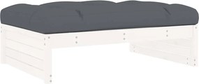 vidaXL fehér tömör fenyőfa kerti lábzsámoly párnával 120x80 cm