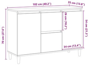 antik fa színű szerelt fa tálalószekrény 102 x 35 x 70 cm