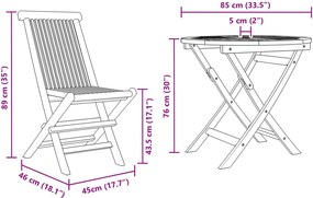 vidaXL Kert étkező szett 3 pcs Barna Tömör Akácfa