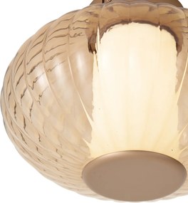 Design Ceiling Lamp Brass 28cm with Amber Glass Incl. LED 3-Step Dimmable - Margherite
