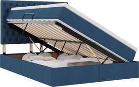 vidaXL Ágy tárolóval és matraccal Kék 140 x 190 cm Poliészter