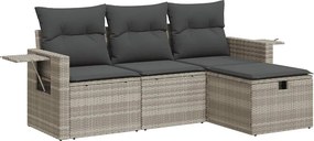 vidaXL 4 részes világosszürke polyrattan kerti ülőgarnitúra párnákkal