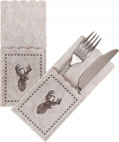 Filc Evőeszköztartó Tok 23x10cm Bézs Szett 2 db Jávorszarvas Asztal Dekoráció