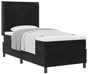 Boxspringágy Mattal Fekete 80x200 cm Bársony
