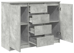 betonszürke szerelt fa tálalószekrény fiókos 100,5x35x76 cm