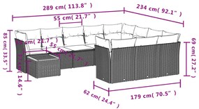 11 részes szürke polyrattan kerti ülőgarnitúra párnákkal