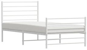 fehér fém ágykeret fej- és lábtámlával 100x200 cm