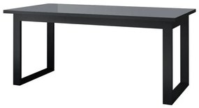 Asztal Austin U117Fekete, Fényes szürke, 76x80x130cm, Hosszabbíthatóság, Edzett üveg, Laminált forgácslap, Laminált forgácslap