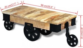 vidaXL mangófa dohányzóasztal kerekekkel