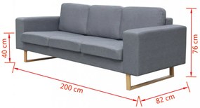 vidaXL 3 személyes világosszürke szövet kanapé