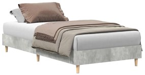 betonszürke szerelt fa ágykeret matrac nélkül 75 x 190 cm