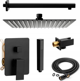 Fekete Zuhanyszett Termosztát Nélkül Esőztető 25X25 CM