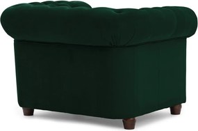 Zöld bársony chesterfield fotel York Blik – Ropez
