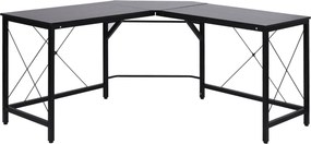 HOMCOM Számítógépes Íróasztal Sarokasztal L-alakú MDF Fekete 150 x 150 x 76 cm | Aosom