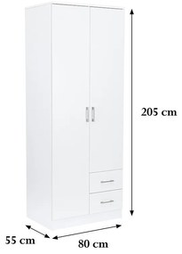 Miami gardróbszekrény 80x205 cm fehér-fehér
