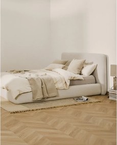 Bézs kárpitozott franciaágy ágyrács nélkül 180x200 cm Martina – Kave Home