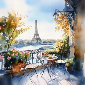 Canvas Város Párizs Kilátás Eiffel-torony Szajna 80x80