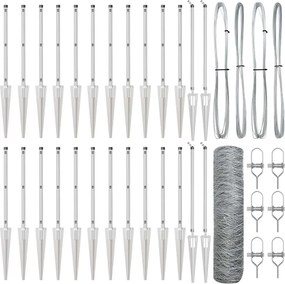 vidaXL Kerítésoszlop Ezüst 50 x 0,4 m (36 mm háló) Acél