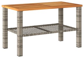 vidaXL szürke polyrattan és akácfa kerti asztal 70 x 38 x 42 cm