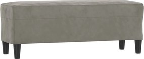 vidaXL világosszürke bársony pad 100 x 35 x 41 cm