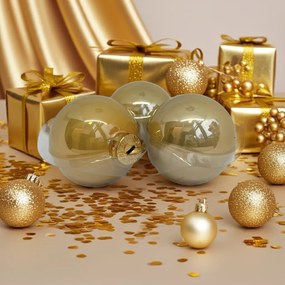 Champagne pezsgőszínű üveg karácsonyi gömb szett 12*6cm