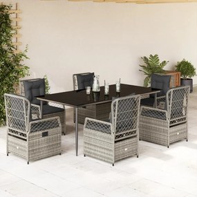 7 részes szürke polyrattan kerti étkezőgarnitúra párnával
