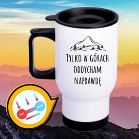 Bögre Fehér Thermo Vicces Ajándék Csak A Hegyekben Lélegzem