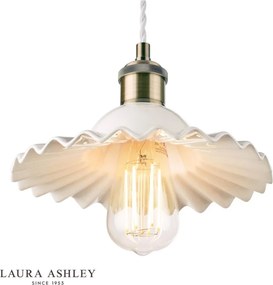 LAURA ASHLEY 3756097-Q BECA Klasszikus Függesztett Lámpa Antik Sárgaréz, Fehér E27 IP20
