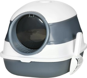 PawHut Fedeles Macskaalom Kuka Összehajtható Takart Macska WC Lapáttal, Szagtalanító Alsó Rács Macskaalom Kuka Kiscicák számára max. 5 kg-ig 52 x 41 x