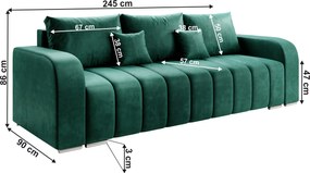 Kinyitható dívány, smaragd, PORIMA
