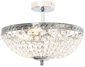 Klasszikus mennyezeti lámpa acélból kristállyal 3 lámpás - Mondrian