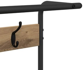 Kabáthorog polcokkal kézműves tölgy 95 x 34 x 184 cm Faanyag