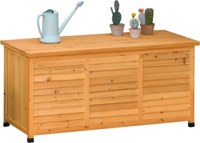 Outsunny Kerti Készlet, Párnákkal Ellátott Tárolódoboz, Kerti Láda, Időjárásálló, Tömbfa, 127 x 56 x 60 cm Sárga | Aosom
