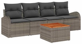 vidaXL Kerti Kanapé Szett párnával 5 pcs Szürke polirattan