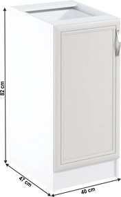 Alsószekrény D40, balos, fehér/sosna Andersen, SICILIA