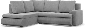 Tokio sarokkanapé, L alakú háttámlával, 2 ágyneműtartóval, kordbársony, baloldali, szürke