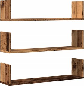vidaXL 3 db antik fa színű szerelt fa fali polc 80 x 18 x 18 cm