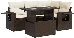 vidaXL 5 részes barna polyrattan kerti ülőgarnitúra párnával