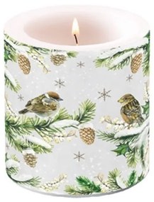 Karácsonyi Átvilágítós Gyertya - Sparrow In Snow - 8x7,5 cm