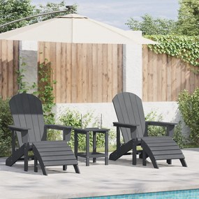 Adirondack Székek Lábpihentőkkel 2 db Világosszürke HDPE