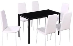 vidaXL 7 darabos Fekete és fehér étkező asztal szett