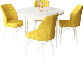 Rox étkezőgarnitúra, fehér-mustársárga, 90 cm