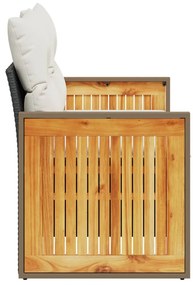 2 személyes fekete polyrattan kerti kanapé párnával