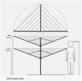 Kerti ruhaszárító Lift-O-Matic 40m – Brabantia